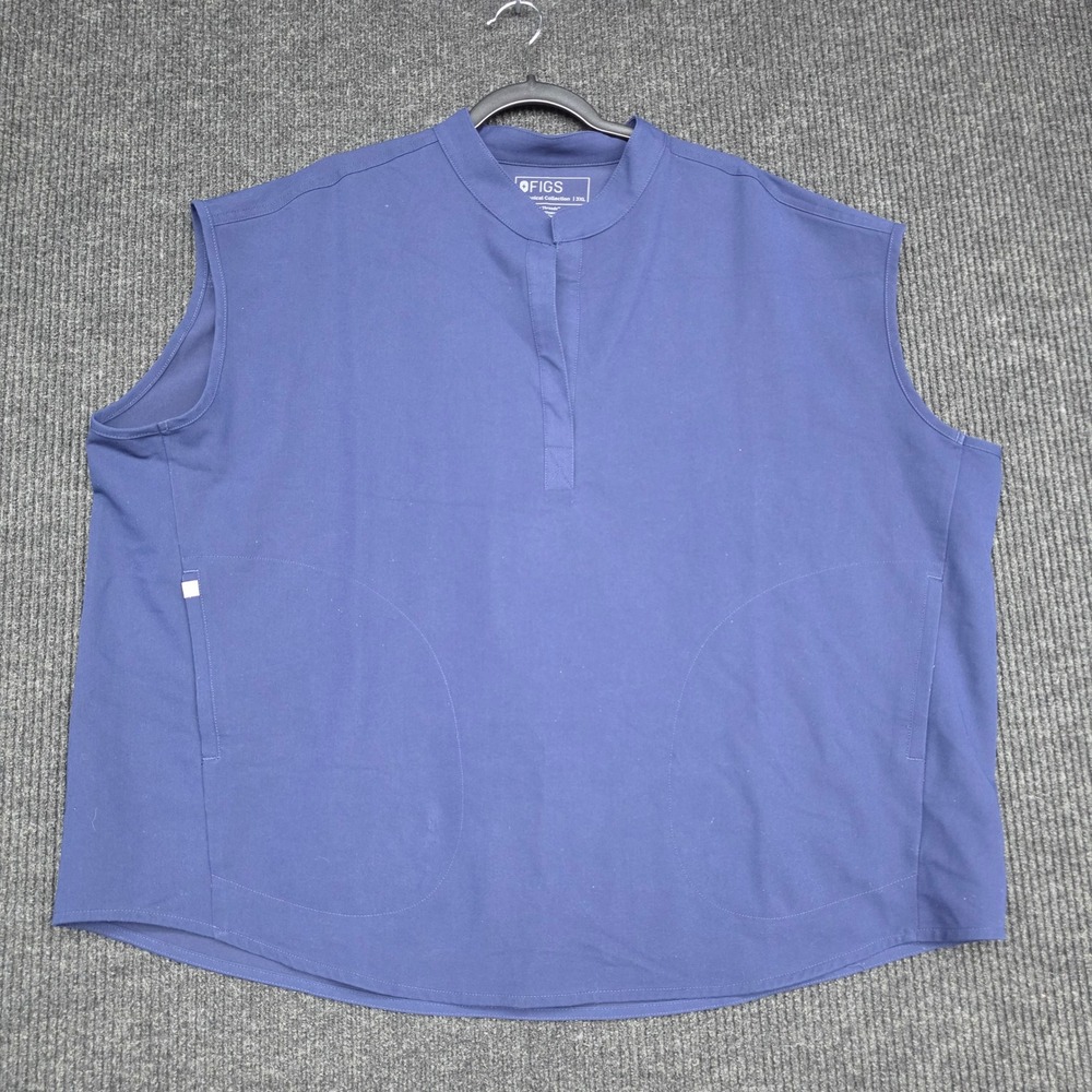 FIGS Rafaela Sleeveless Scrub Top Navy Blue 3XL 15W100001 Mandarin Collar Scrub